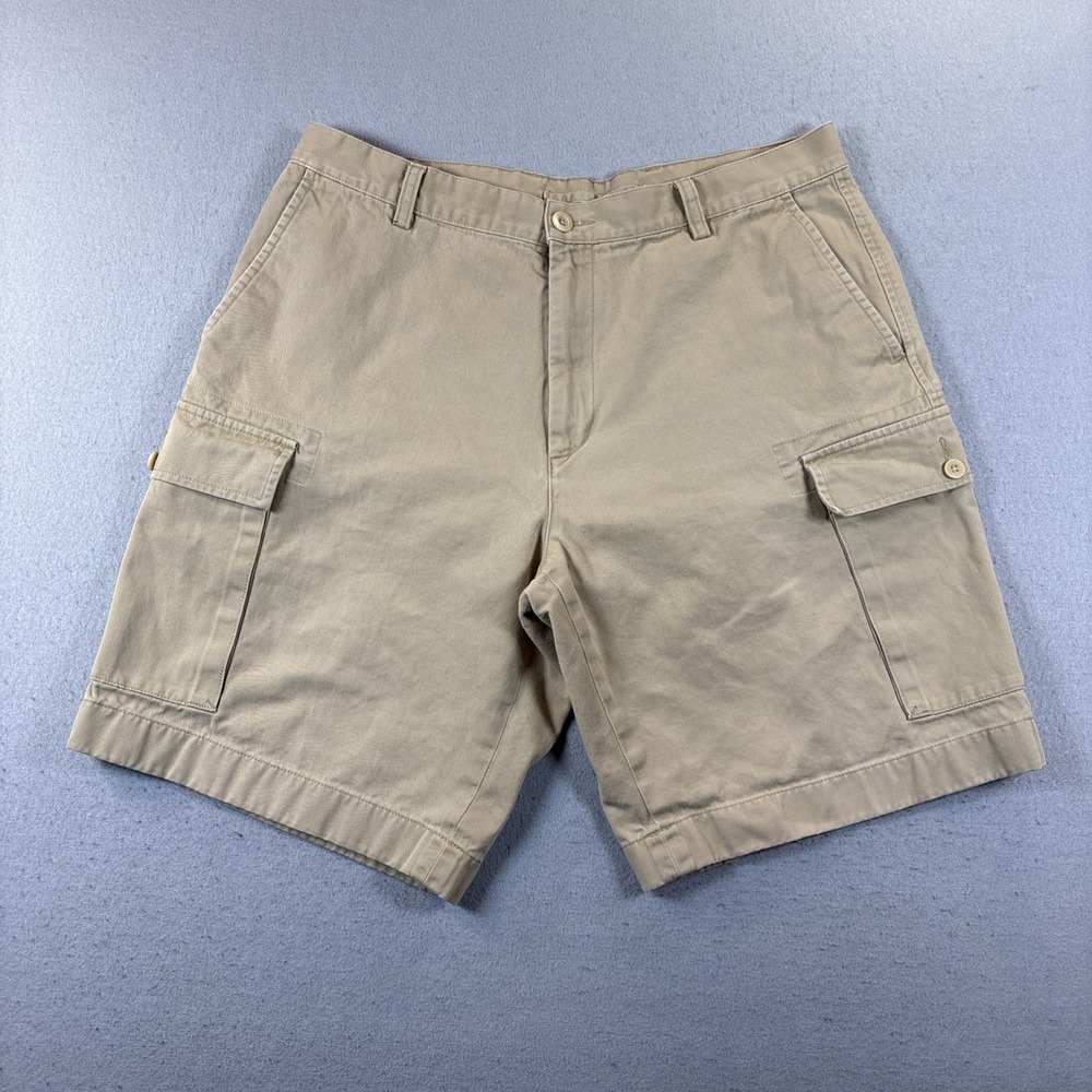Nautica Cargo Shorts Men 38 Khaki Beige Clipper Relaxed Fit 10" inseam